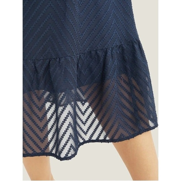 Bloomchic Plus Size Plain Geometric Pocket Mesh Ruffle Sleeve Belted Wrap Dress - Picture 4 of 7